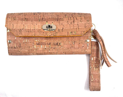 Franchescia Slim Wallet- Natural with Gold