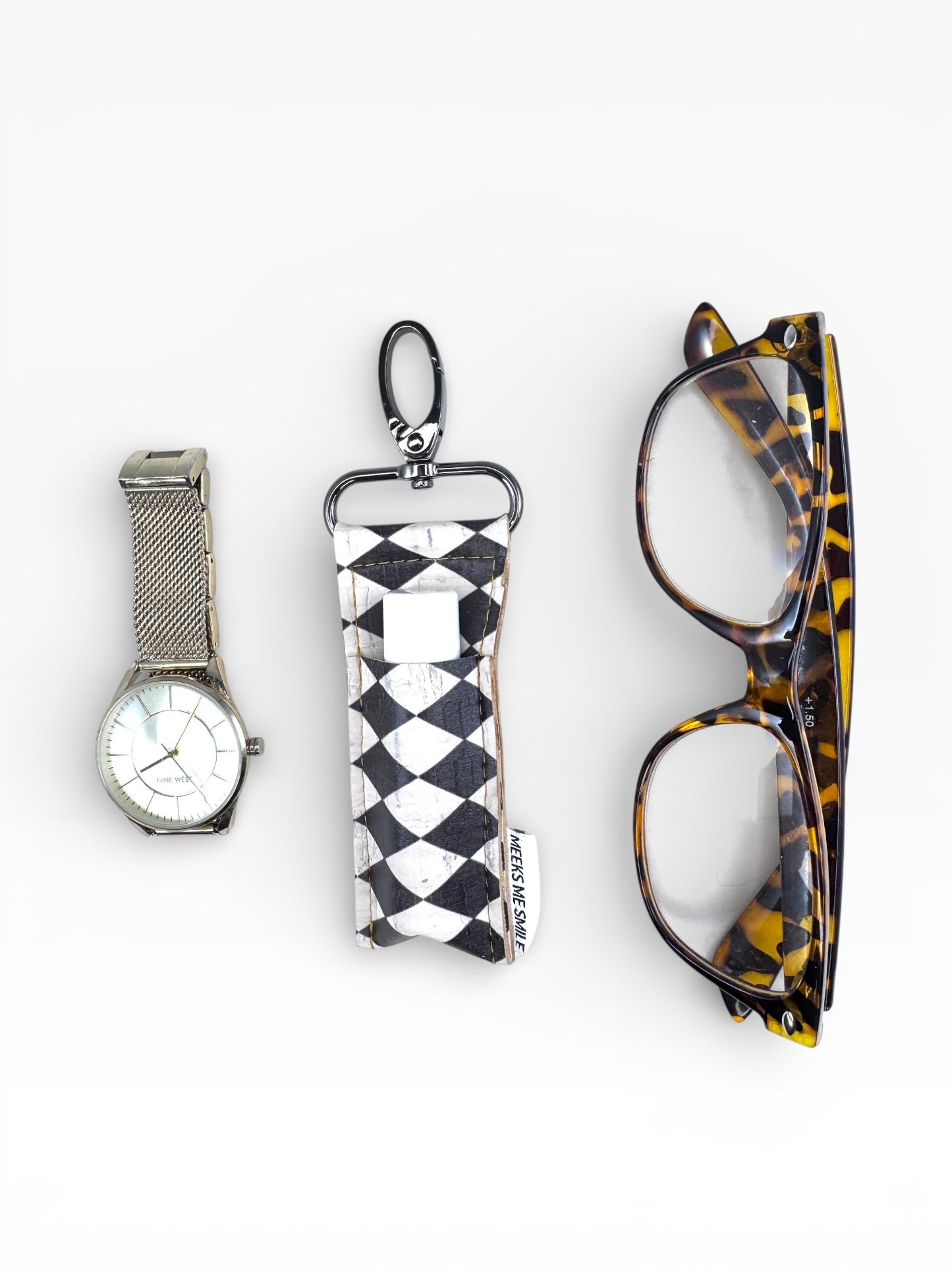 Lip Balm Holder- Black/White Diamond