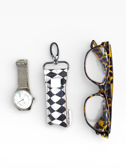Lip Balm Holder- Black/White Diamond