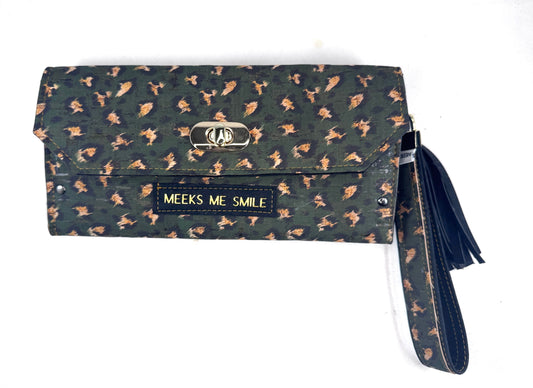 Franchescia Slim Wallet- Green leopard Pattern