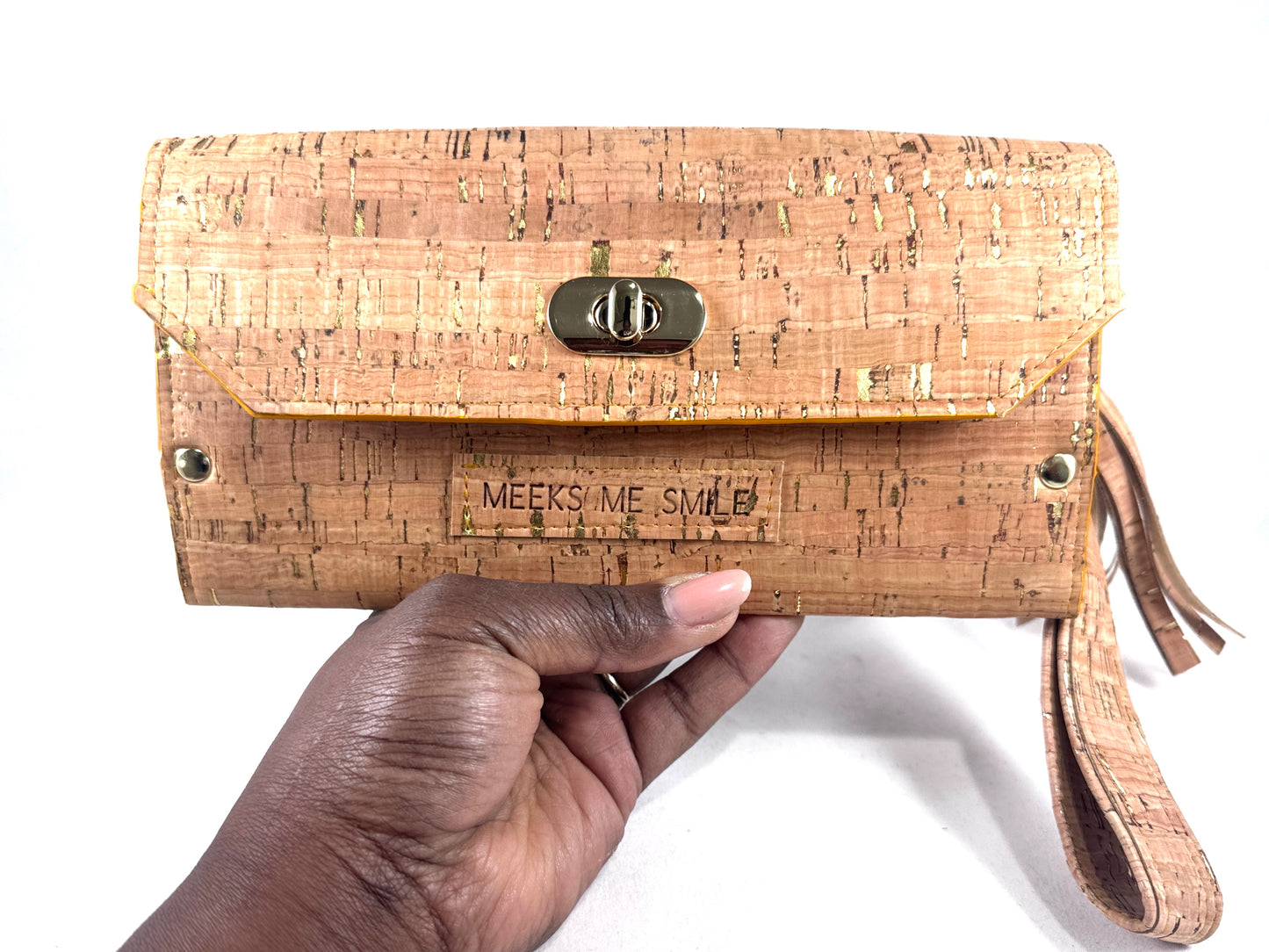 Franchescia Slim Wallet- Natural with Gold