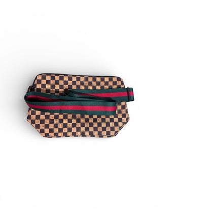 Deshon Sling Bag- Checkered w green/red Strap